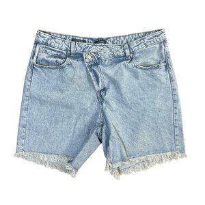 Wild Fable Denim Jean Shorts Crossover Button Fly Light Wash Size 16 Fray
